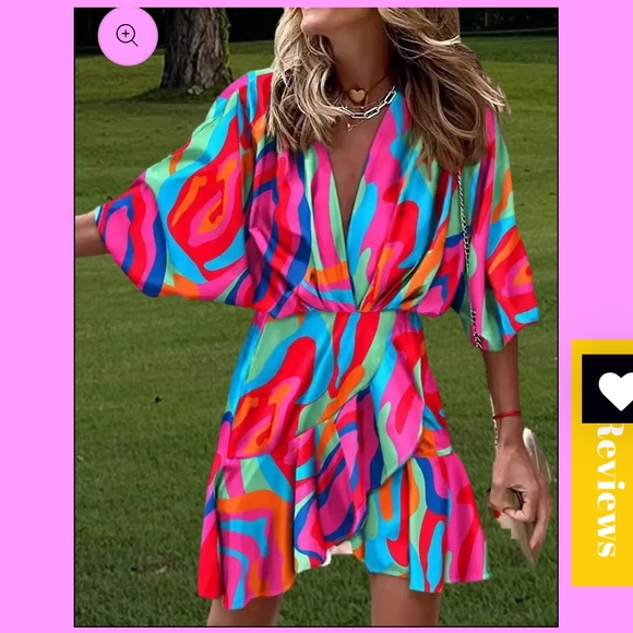 Colorful Abstract Print Mini Dress - Picture 7 of 16